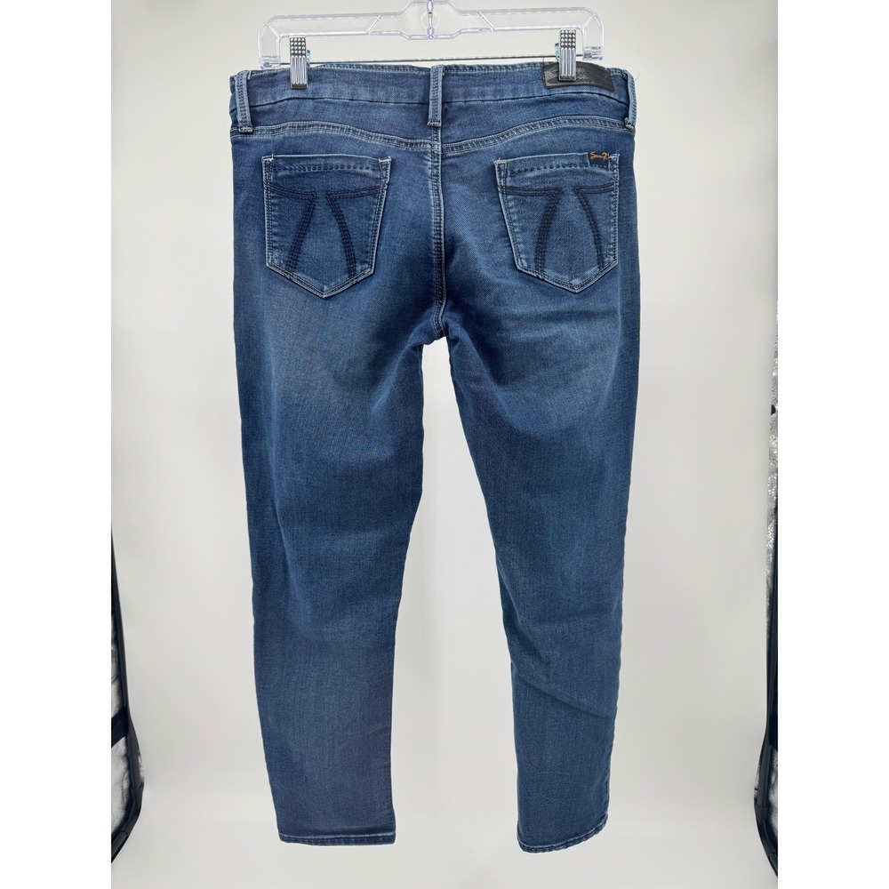 Seven7 Skinny Easy Fit Jeans Womens 10 Medium Wash Blue Denim Stretch Mid Rise - Picture 3 of 10